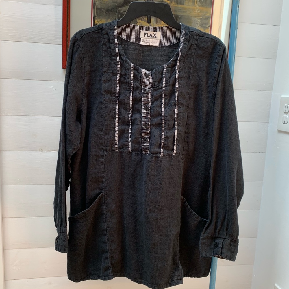 Flax Bib Inset Linen Top M